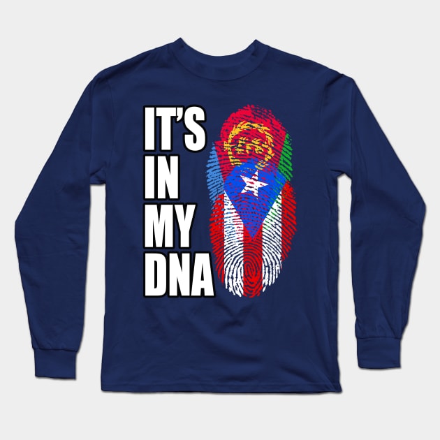 Puerto Rican And Eritrean Mix DNA Flag Heritage Long Sleeve T-Shirt by Just Rep It!!